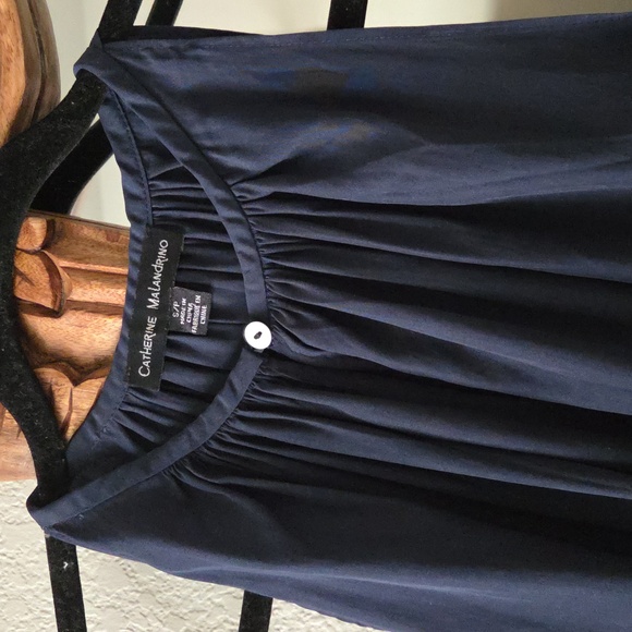 Catherine Malandrino Womens Dark Blue Keyhole Sleeveless Blouse - Picture 2 of 3